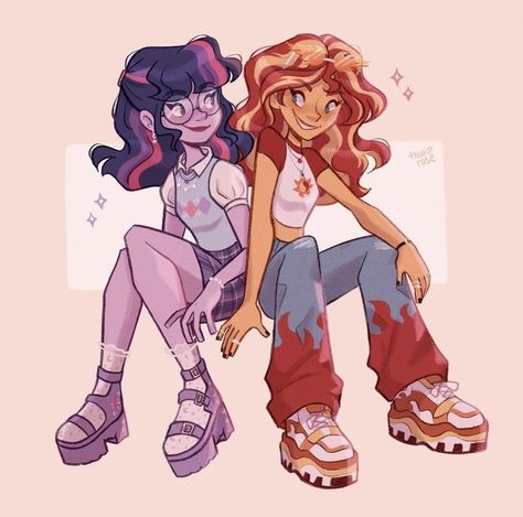 Twilight And Sunset Shimmer, Twilight Sparkle And Sunset Shimmer, Mlp Movie, Mlp Twilight, Equestria Girl, My Lil Pony, Mlp Fan Art, Mlp Equestria Girls, My Little Pony Drawing