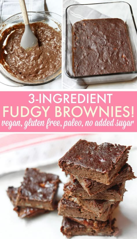 3 Ingredient Brownies, Whole 30 Dessert, Healthy Baking Desserts, Simply Taralynn, Low Calorie Desserts, Chocolate Dessert Recipes, Sugar Free Desserts, Fudgy Brownies, Three Ingredient