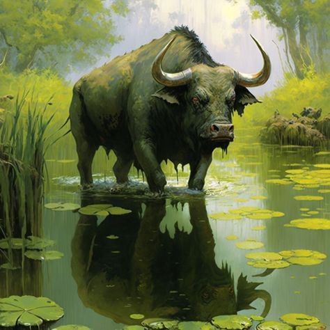 Wild Bull, Buffalo Animal, Buffalo Art, Fierce Animals, Mythical Creatures Fantasy, Wildlife Paintings, Fantasy Animals, Paper Animals, Fantasy Concept