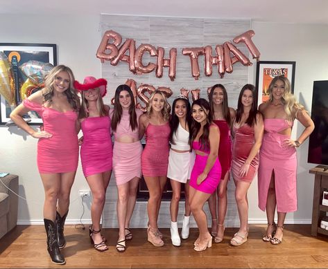 Bachelorette Party Pink Dresses, Bachelorette Night Out Outfit Pink, Pink Champagne Bachelorette Party, Bridesmaid Outfit Bachelorette, Dress Code Bachelorette Party, White And Hot Pink Bachelorette Party, Bachlorette Party Pink Outfit, Pink Dress For Bachelorette Party, Pink And Black Bachelorette Party Outfits