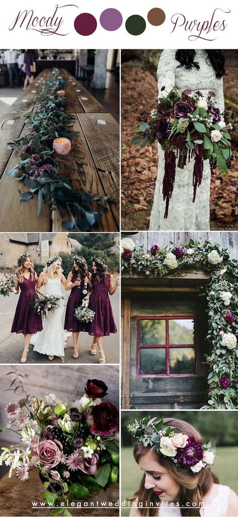 Plum Wedding Colors, Deep Purple Wedding, Dark Purple Wedding, Dark Wedding Theme, Fall Wedding Color Schemes, Fall Purple, Plum Wedding, Purple Wedding Theme, Wedding Colors Purple