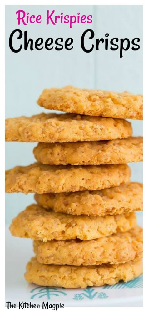 Rice Krispies Cheese Crisps | The Kitchen Magpie Cheese Rice, Savoury Biscuits, Queso Cheddar, Homemade Crackers, Cheese Crisps, Cheese Biscuits, Healthy Recipes Easy Snacks, Cheese Cookies, Cracker Snacks