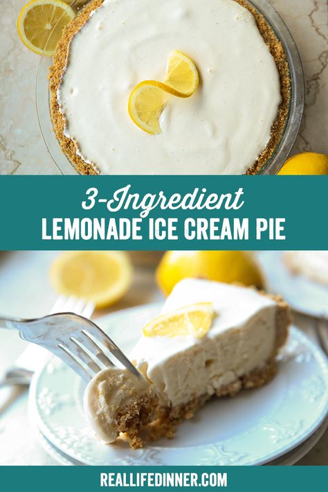 Lemonade Ice Cream, Lemon Ice Cream Recipe, Yogurt Pie, Ice Cream Pie Recipe, Lemonade Pie, Lemon Pie Recipe, Lemon Cream Pies, Homemade Graham Cracker Crust, Ice Cream Pie