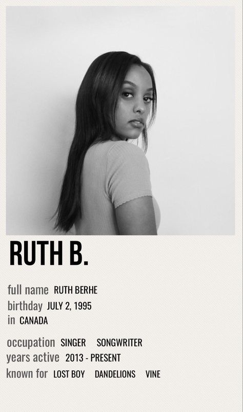 minimal poster of ruth b. Ruth B, Justin Foley, Vintage Music Posters, Aesthetic Posters, Music Album Art, Future Room, Music Collage, Film Posters Vintage, Minimal Poster