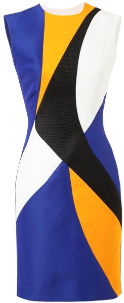 Roksanda Colourblocked Panelled Dress in Multicolor (black) | Lyst Panelled Dress, Roksanda Ilincic, Simple Wardrobe, Pattern Sewing, Panel Dress, Colorblock Dress, Work Attire, Dress Styles, Featuring Dress