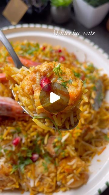 Madeeha Qureshi | MasterChef UK 2021 🇬🇧 on Instagram‎: "ITS WORLD BIRYANI DAY AND PRAWN BIRYANI IS MY PERSONAL FAVOURITE 

This biryani defines me as its the perfect marriage of my Arab and Asian heritage. 
A very subtle flavourful biryani, beautifully aromatic, a far cry from those spicy oily ticklers and the icing on the cake is that it can be done within 30 minutes, so win win situation be it a midweek meal or throwing a feast. 
kids and adults love it a like and definitely coming for seconds.

Don’t forget to like, share and save 

For Boiling the Rice:
750 gm basmati rice soaked
Generously season the pot of boiling water with salt and splash of vinegar
2 inch cinnamon stick
2-3 bay leaves
2 dried lemons
7-10 green cardamom
5-7 cloves
1 whole mace
 
For the Prawn Biryani Base:
750 gm World Biryani Day, Prawns Biryani, Prawn Biryani, Green Cardamom, Dried Lemon, Midweek Meals, Win Win Situation, Biryani Recipe, Far Cry