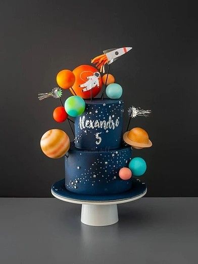 Solar System Cake, Planet Birthday, Planet Cake, Galaxy Cake, Astronaut Birthday, Space Theme Party, Boy Birthday Party Themes, Birthday Wishes Cake, Space Birthday Party