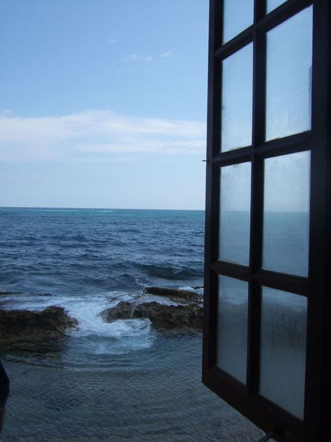 window-sea Sea Window View, Window Overlooking Ocean, Window To The Sea, Through My Window Across The Sea, Sea Aestethic, Tired Tired Sea, Dark Nautical Aesthetic, Sailor Song, Beach Window