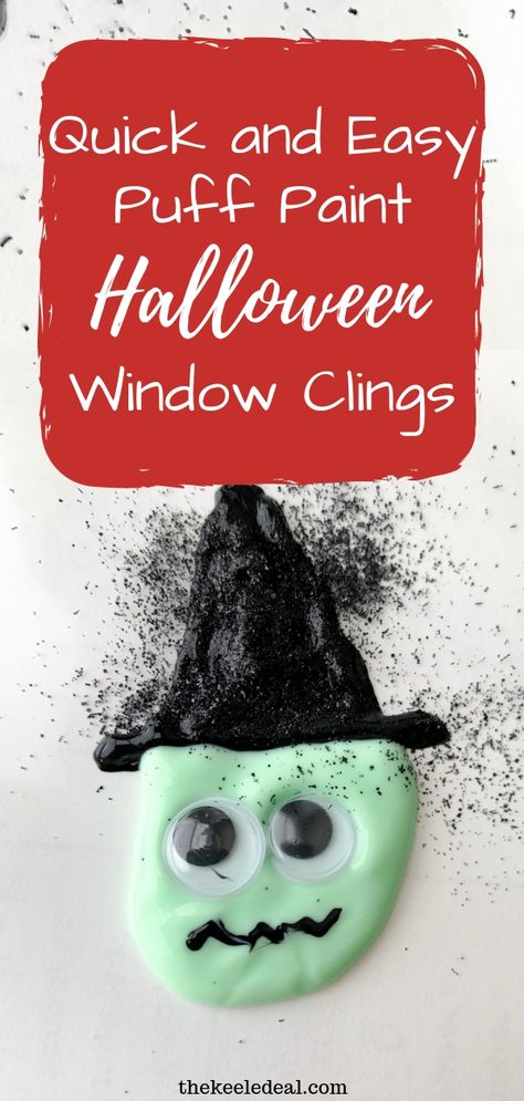 Quick and Easy Puff Paint Halloween Window Clings Puffy Paint Ghost, Diy Halloween Window, Paint Halloween, Halloween Window Clings, Easy Puff, Fun Fall Crafts, Autumn Activities For Kids, Easy Halloween Crafts, Halloween Window