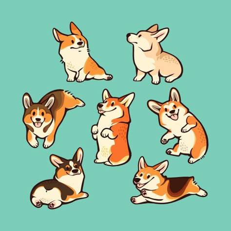 Corgi Cartoon, Corgi Drawing, Day Of The Shirt, Corgi Art, 강아지 그림, Cute Corgi, Dog Illustration, Corgi Dog, Dog Drawing