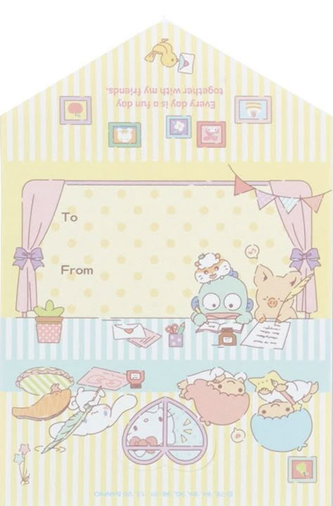 Sanrio Envelope Template Printable, Sanrio Envelope, Hello Kitty Letters, Kawaii Envelopes, Memo Design, Sanrio Crafts, Envelope Template Printable, Kawaii Paper, Writing Paper Template