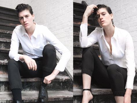 10 Gorgeous Androgynous Models Queering Gender This Fall Nonbinary Haircuts, Rain Dove, Men Wearing High Heels, Non Binary Fashion, Men High Heels, Androgynous Models, Gender Nonconforming, Gender Fluid Fashion, Men In Heels