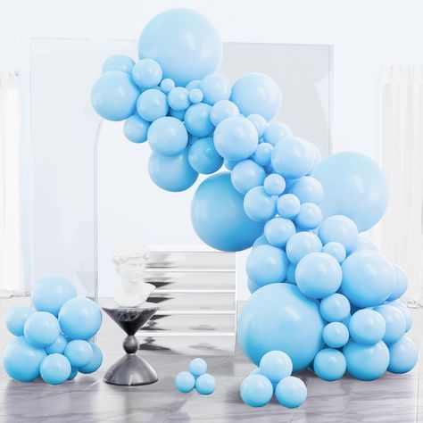 PRICES MAY VARY. 152PCS LIGHT BLUE BALLOONS DIFFERENT SIZES: Package includes sky blue balloons in various sizes: 18 inch (4 pcs); 12 inch (30 pcs); 10 inch (35 pcs); 5 inch (83 pcs); Ideal for creating blue balloon garland and arch kits DEPENDABLE & VERSATILE: The four different sizes of baby blue balloons are made of latex; recommended for use with a balloon hand pump or electric balloon pump in your blue birthday graduation baby shower party decorations MULTIPLE APPLICATIONS: Light blue ballo Light Blue Balloons, Blue Party Decorations, Paper Streamers, Green Balloon, Balloon Pump, Anniversary Decorations, Blue Birthday, White Balloons, Blue Balloons