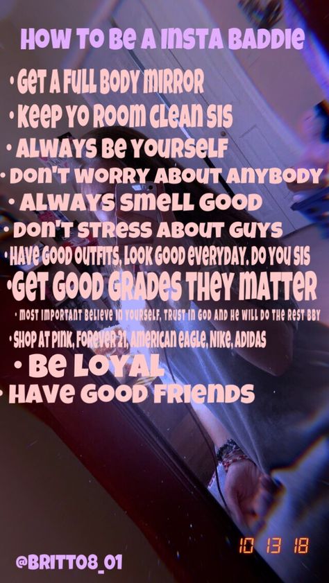 how to be a insta baddie. 😋💖 How To Be A Insta Baddie, How To Be An Instagram Baddie, How To Be A Boss Babe, How To Look Like A Baddie At School, How To Be A Baddie At School, How To Be A Baddie, Baddie Goals, Baddie Advice, Glow Tips