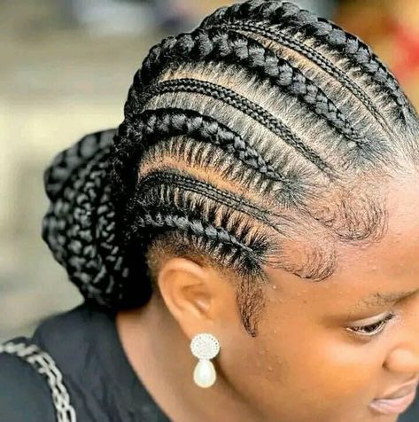 Simple All Back Style With Attachment, All Back Hairstyle With Attachment, Simple Cornrows For Natural Hair, Attachment Hairstyles, All Back Hairstyle, Iconic Hairstyles, Bubu Gown, Cornrows Natural Hair, Cornrow Ponytail