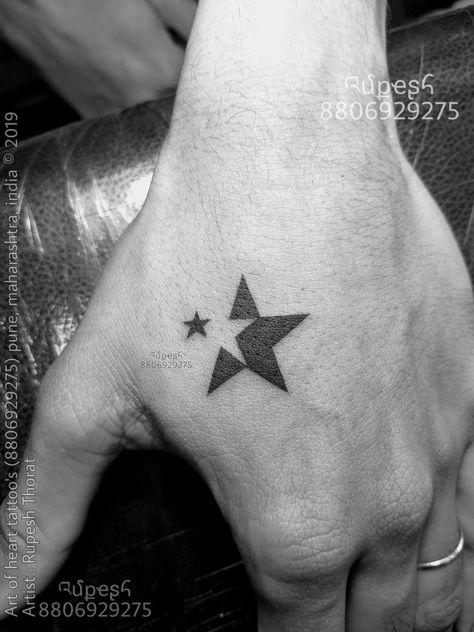 Star Tattoo On Wrist, Star Tattoos For Men, Earthy Tattoos, Butterfly Tattoos For Women, Star Tattoo Designs, Heart Tattoos, Wrist Tattoos For Guys, Geometric Tattoo Design, Eagle Tattoos