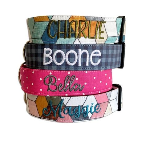 Personalized Leather Gifts, Leather Dog Collar Custom, Geometric Dog, Johnson City Tn, Embroidered Dog, Dog Collar With Name, Dog Collar Bows, Dog Flower Collar, Custom Dog Collars