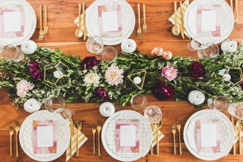 Diy Floral Table Runner, Diy Table Runner Wedding, Diy Table Runner, Garland Table Runner, Wedding Table Runner, Italian Ruscus, Diy Wedding Table, Greenery Centerpiece, Table Runner Diy