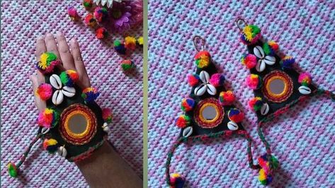 Navratri Hand Bracelet, Navratri Ornaments, Sadu Bharat, Garba Jewellery, Easy Fancy Dress, Jewellery Creative, Navratri Jewellery, Fabric Bangles, Navratri Collection