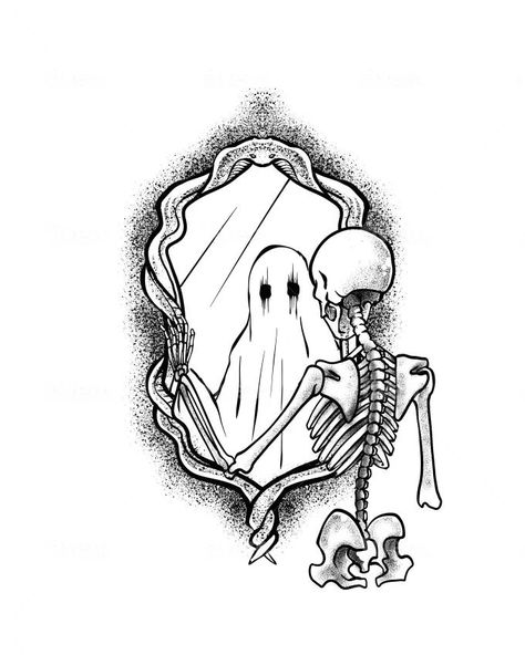 amazing minimalist tattoo designs Ghost Tattoo, Scary Tattoos, Skeleton Tattoos, Skeleton Hand Tattoo, Creepy Tattoos, Skulls Drawing, Spooky Tattoos, Unique Drawings, Tattoo Art Drawings