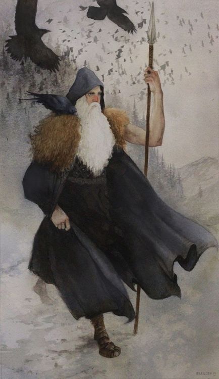 vikings-brasil:  Odin the Wanderer by jeff breeden Odin Norse Mythology Art, Odin God Art, Odin Worship, All Father Odin, Norse Names, Odin’s Ravens, Symbole Viking, Mythology Books, Old Norse