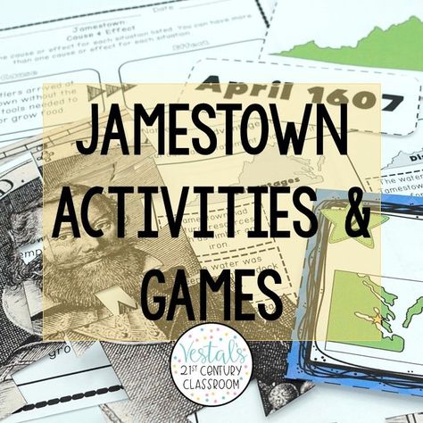 Do you teach Virginia Studies? Here are some of the best Jamestown activities and games to use as part of your Jamestown unit. #jamestown #virginiastudies #vestals21stcenturyclassroom Early Colonies Activities, Jamestown Settlement Activities, American Colonies Activities, Jamestown Colony Project, Jamestown Activities, Colonies Project, 5th Grade Games, Homeschooling 3rd Grade, Jamestown Colony