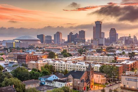 New Orleans, Louisiana, USA. Downtown skyline , #Sponsored, #Louisiana, #Orleans, #USA, #skyline, #Downtown #ad New Orleans City Skyline, New Orleans Skyline, Louisiana Usa, Garden District, New Orleans Louisiana, Mississippi River, Four Seasons Hotel, Birds Eye View, Hotel Offers