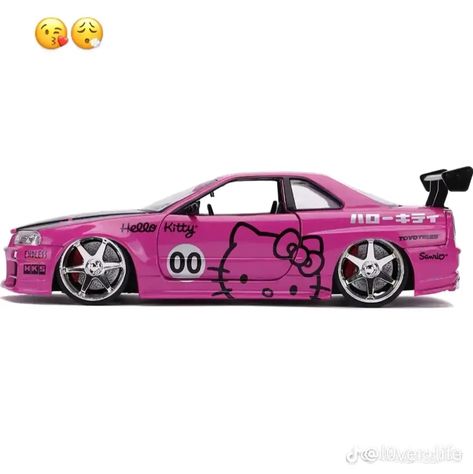 Hello Kitty Race Car, Car Line Drawing, Race Car Drawing, Drawings For Him, Hello Kitty Car, Pink Grunge, Car Drawing, Honda City, Street Racing Cars