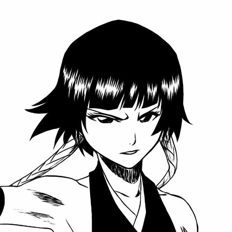 Soi Fon Manga Panel, Bleach Manga Icons Black And White, Soifon Bleach Manga, Soifon Bleach Icons, Soi Fon Pfp, Bleach Manga Pfp, Bleach Black Hair, Soifon Bleach, Bleaching Black Hair