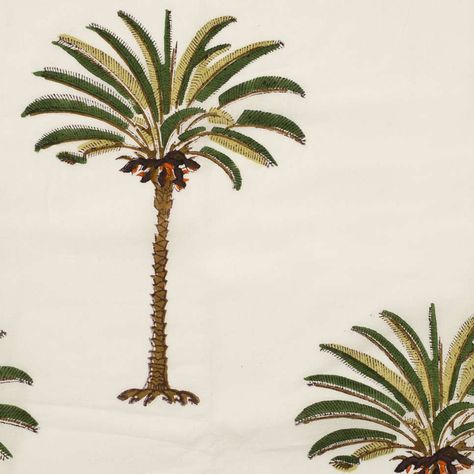 The Affordable Fabrics Interior Designers Swear By | SheerLuxe Customized Pillows, Palm Tree Fabric, Tropical Palm Trees, Palm Tree Design, Palm Tree Art, Palm Tree Pattern, Moroccan Art, Tropical Fabric, Palm Tree Print