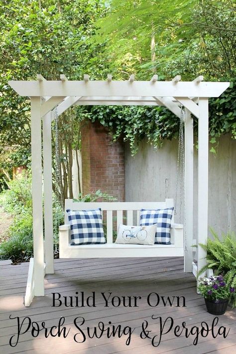 Round Pergola, Pergola Modern, Porch Swing Plans, Diy Porch Swing, Pergola Diy, Free Building Plans, Pergola Swing, Pergola Ideas, Building A Pergola