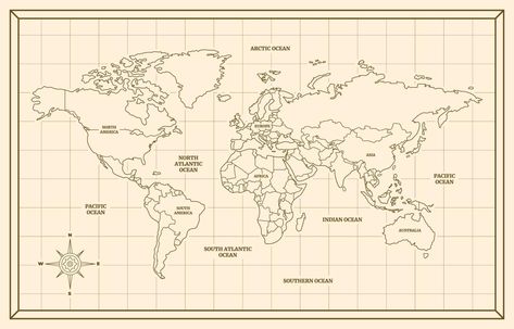 Ocean Outline, World Map Outline, The World Map, Map Outline, Birthday Photoshoot, World Map, Banners, Vector Art, Art Projects