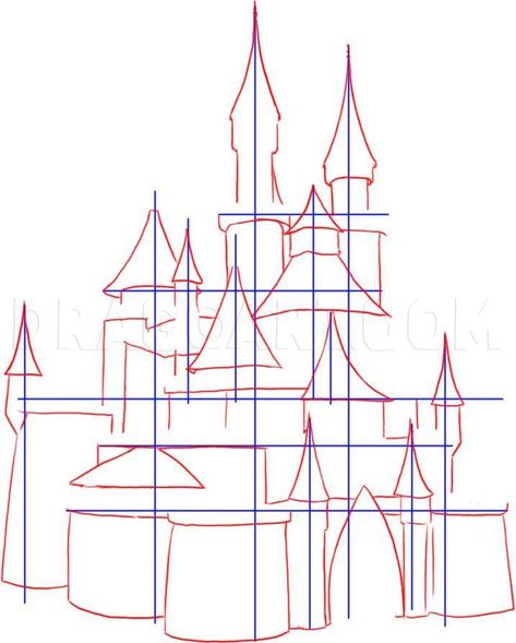 How To Draw A Medieval Castle, Step by Step, Drawing Guide, by Dawn | dragoart.com Castle Drawing Easy, Disney Castle Drawing, Drawing Angel, Gothic Architecture Drawing, Apple Pencil Drawing, Castle Sketch, Drawing Apple, Castle Drawing, Architecture Drawing Art