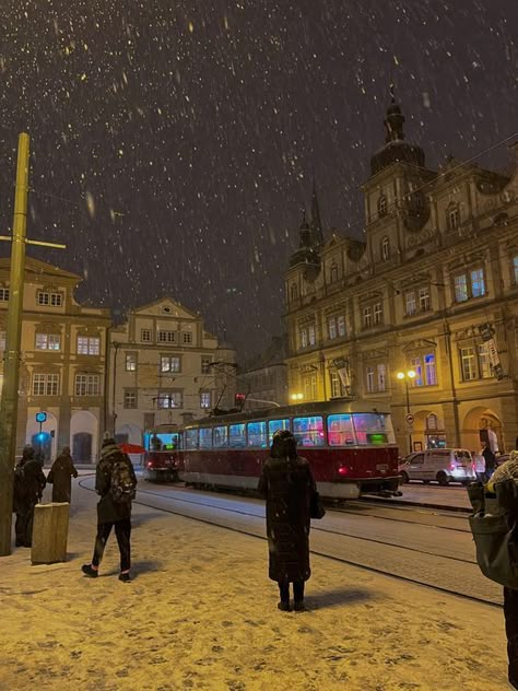 Winter Aesthetic 2023, Prague Czech Republic Winter, Winter In Prague, Prague Aesthetic Winter, Prague Snow, Prague December, Europe Snow, Falling For Christmas, Prague Aesthetic