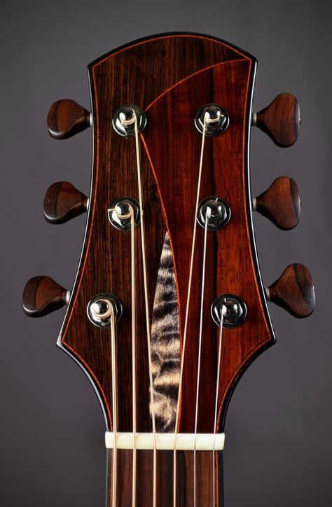 My newest personal commission - a Baranik Meridian - The Acoustic Guitar Forum Acoustic Guitars Designs, Guitar Headstock Design, Acoustic Guitar Design, Acoustic Guitar Custom, Guitar Acoustic Design, Black Acoustic Guitar Design, Guitar Headstock, Guitar Electric, Electric Pickup