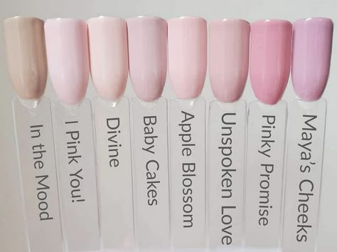 Light Pink Nails Color Name, Nail Colours Winter, Cream Pink Nails, Gel Moment Colors, Beige Pink Nails, 2023 Nail Colors, Gel Moment, Pink Nail Colors, Baby Pink Nails