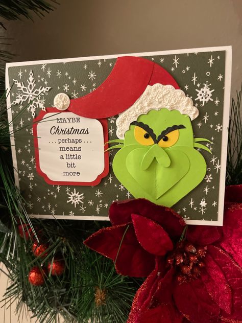 Grinch Cards Ideas, Grinch Christmas Card, Grinch Punch, Grinch Hands, Grinch Party, Christmas Card Set, Homemade Christmas Cards, Stampin Up Christmas, Stamping Ideas