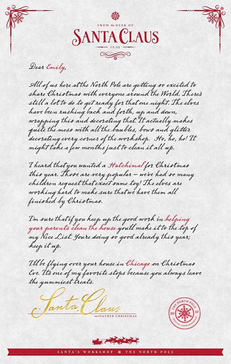 Santa's Red Letter | What if Santa Wrote Back | The Original Letter from Santa Santa Response Letter, Santa Letter Ideas, Christmas Letter From Santa, Letters From Santa, Santa Claus Letter, Santa Letters, Christmas Letters, Letters To Santa, Letter From Santa