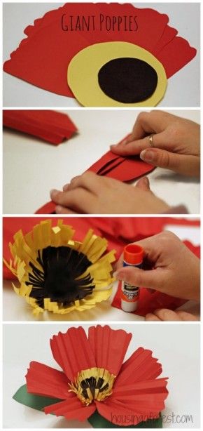 Poppies | Housing a Forest Remembrance Day Craft, Poppy Craft For Kids, Construction Paper Flowers, Remembrance Day Activities, Remembrance Day Art, Poppy Craft, Theme Carnaval, Remembrance Day Poppy, Make Paper Flowers