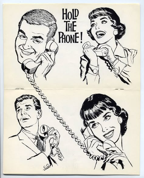 People Talking On The Phone, Pop Art Vintage, Mid Century Illustration, Jr Art, Arte Punk, Talking On The Phone, Vintage Phones, People Talking, Pop Art Comic