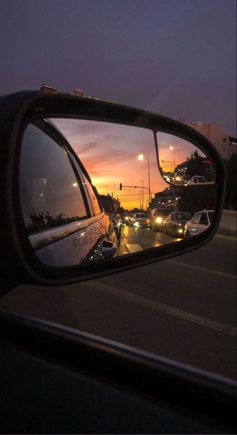 Reflection Photography Aesthetic, Car Side Mirror Aesthetic, Car Mirror Pictures, Car Window Snap, Car Mirror Reflection, Inside Car Pictures, Car Window Aesthetic, Car Racing Game, Car Sunset