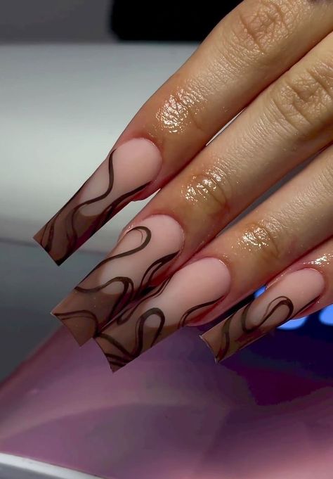 Brown Acrylic Nails, Girly Acrylic Nails, Cute Acrylic Nail Designs, Simple Acrylic Nails, Unique Acrylic Nails, Square Acrylic Nails, Fire Nails, Coffin Nails Designs, Pretty Acrylic Nails