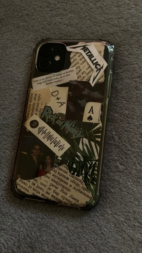 Drawings For Back Of Phone Case, Fairy Grunge Phone Case, Phone Case Picture Ideas, Grunge Phone Case Ideas, Clear Phone Case Ideas Aesthetic Black, Phone Cases Aesthetic Vintage, Phone Collage Case, Black Iphone Case Ideas, Phone Cases Grunge