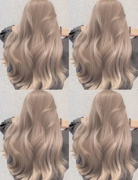 Milk Beige Hair Color Korean, Light Milk Tea Hair Color, Korean Hair Color Blonde, Hair Colour Korean, Light Ashy Blonde Hair, Blonde Ash Hair, Milk Tea Hair Color, Korean Hair Dye, Beige Hair