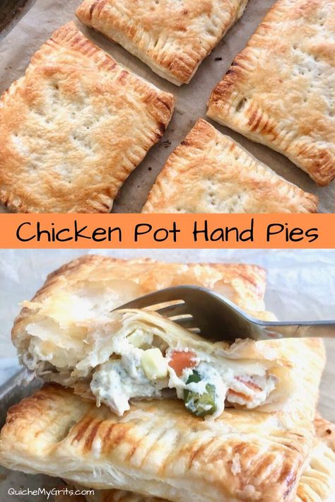 Hand Pies Savory, Hp Sauce, Hand Pie Recipes, Chicken And Veggies, Hand Pie, Flaky Crust, Puff Pastry Recipes, Hand Pies, Meat Pie