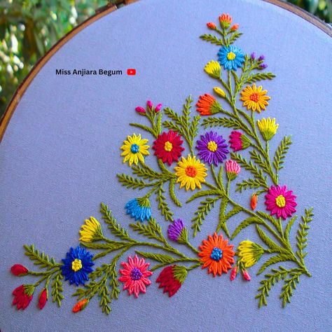 Daisy Stitch Embroidery, Cloth Embroidery, Daisy Stitch, Embroidery Hoop Art Diy, Basic Hand Embroidery Stitches, Easy Dress Sewing Patterns, Lazy Daisy Stitch, Cloth Design, Hand Embroidery Patterns Flowers