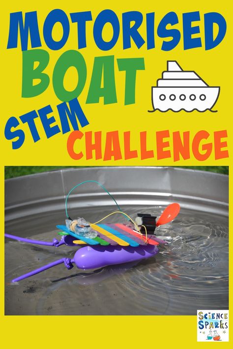 Mini Motorised Boat STEM Challenge Boat Stem Challenge, Stem Kids, Thanksgiving Stem, Steam Ideas, Science Stem, Steam Projects, Stem Classroom, Stem Challenge, Boat Projects