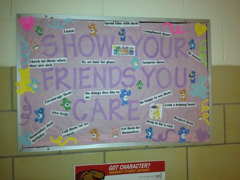 Care Bears Bulletin Board, Carebear Classroom Theme, Care Bear Classroom Theme, Care Bear Bulletin Board, Care Bear Classroom, College Event Ideas, Hall Deco, Classroom Aesthetic, Welcome Bulletin Boards