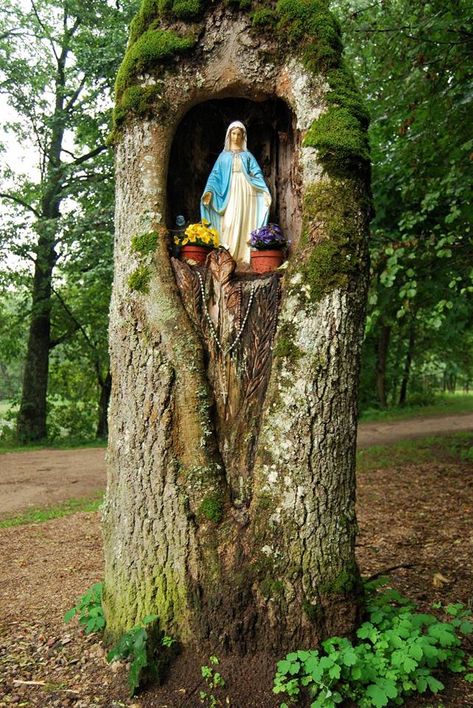 Marian Garden, New Orleans Style Homes, Grotto Design, Home Altar Catholic, Shrines Art, Prayer Garden, Catholic Altar, Deco Chic, Rock Garden Design