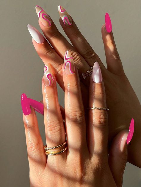 #nail design #nail inspo #elegant nails #nails #elegant nails #trendy nails #minimalist nails #cool nail inspo #nails idea #nude nail designs #graduation nails #summer nails #coffin nails designs #coffin nails #grad nails #summer toe nails #spring nails #nail ideas #nails acrylic #nail designs #nail inspo #nagels #nägel inspiration #summer nails 2024 #holiday nails summer #summer nails 2024 Pink Gel Designs, Cute Spring And Summer Nails, White And Colorful Nails, Almond Nails Designs Pink And White, Modern Pink Nails, Simple Cute Acrylics, Pink With Design Nails, Hot Pink Nails Design Ideas, Interesting Nails Ideas